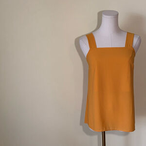 F&F Mustard Yellow Square Neck Sleeveless Blouse Size 4